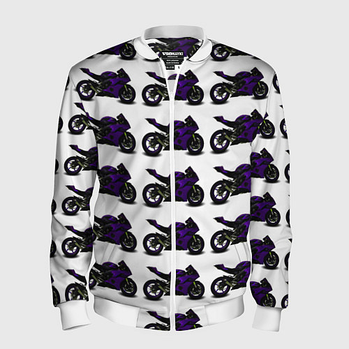 Мужской бомбер The motorcycle is dark purple / 3D-Белый – фото 1