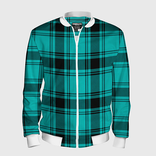 Мужской бомбер Checkered blue / 3D-Белый – фото 1
