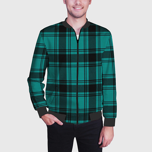 Мужской бомбер Checkered dark blue / 3D-Черный – фото 3