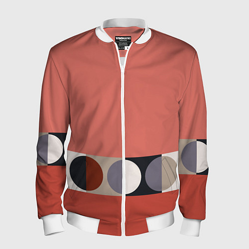 Мужской бомбер Луна Малевича розовый томат / 3D-Белый – фото 1