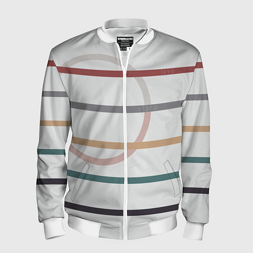 Мужской бомбер Stripes and circle / 3D-Белый – фото 1