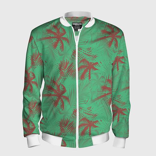 Мужской бомбер Palm brown turquoise / 3D-Белый – фото 1