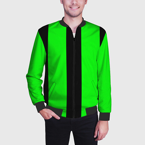 Мужской бомбер Color green black line / 3D-Черный – фото 3