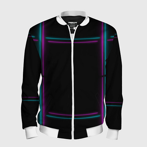 Мужской бомбер Neon pink light blue / 3D-Белый – фото 1