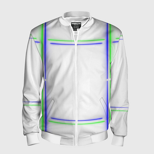 Мужской бомбер Neon white green light blue / 3D-Белый – фото 1