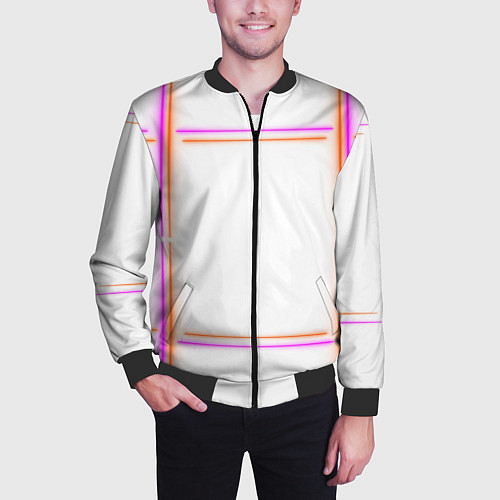 Мужской бомбер Neon white orange pink / 3D-Черный – фото 3