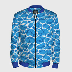 Бомбер мужской Волновая рябь на поверхности воды паттерн, цвет: 3D-синий