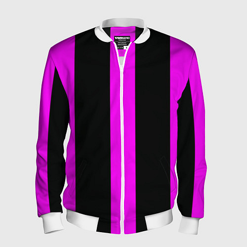 Мужской бомбер Color black pink lines / 3D-Белый – фото 1