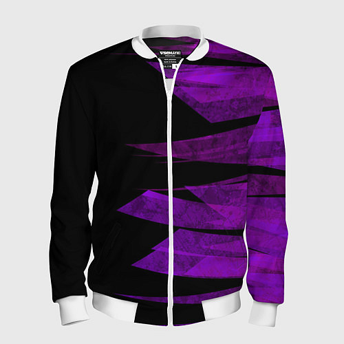Мужской бомбер Color purple black stripes / 3D-Белый – фото 1