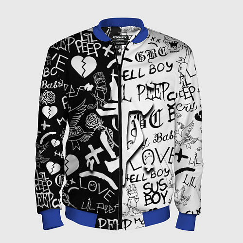 Мужской бомбер Doom x liil peep pattern black / 3D-Синий – фото 1