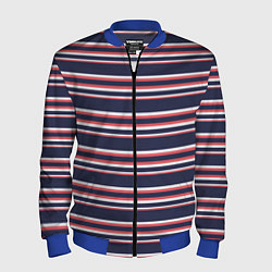 Мужской бомбер Полосы сине-кораловые