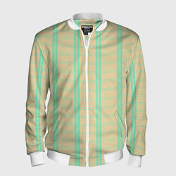 Бомбер мужской Color beige cage blue stripes, цвет: 3D-белый