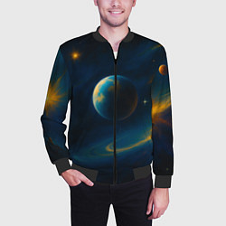 Бомбер мужской Пространство Вселенной, цвет: 3D-черный — фото 2