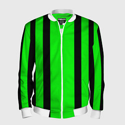 Бомбер мужской Color black and green stripes, цвет: 3D-белый