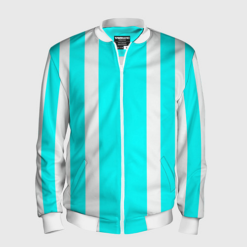 Мужской бомбер Color blue white stripes / 3D-Белый – фото 1