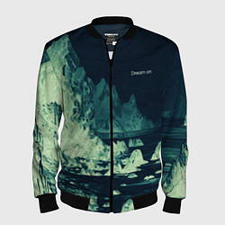 Бомбер мужской Dream on стилизованный скалистый берег, цвет: 3D-черный