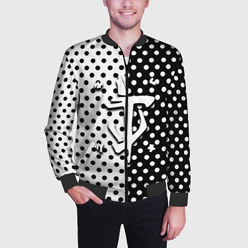Мужской бомбер Doom точки черно белые / 3D-Черный – фото 3