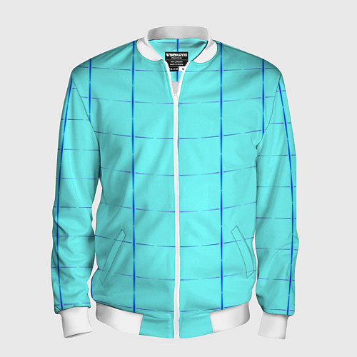 Мужской бомбер Сolor blue line / 3D-Белый – фото 1