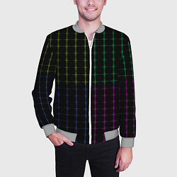 Бомбер мужской Color black multicolored stripes, цвет: 3D-меланж — фото 2