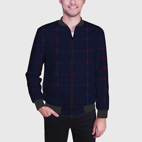 Мужской бомбер Color dark blue red crosses / 3D-Черный – фото 3