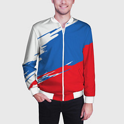 Бомбер мужской Белый Синий Красный, цвет: 3D-белый — фото 2