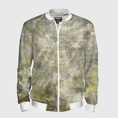 Мужской бомбер Абстракция - yellow acidic liquid / 3D-Белый – фото 1