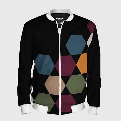 Мужской бомбер Honeycombs autumn colors / 3D-Белый – фото 1