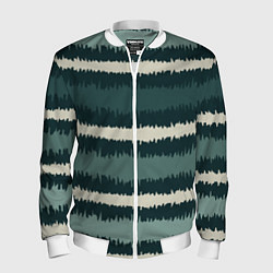 Мужской бомбер Полосы зигзагообразные зеленые