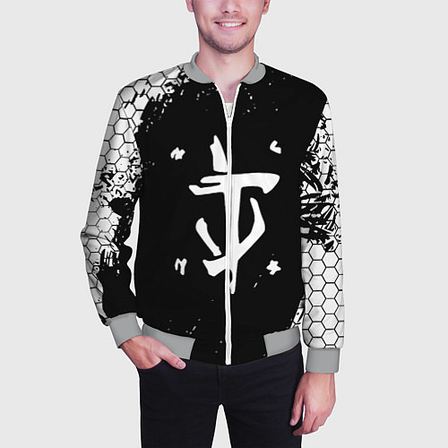 Мужской бомбер Doom соты краски / 3D-Меланж – фото 3