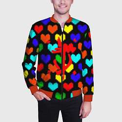 Бомбер мужской Doom love pixel pattern, цвет: 3D-красный — фото 2