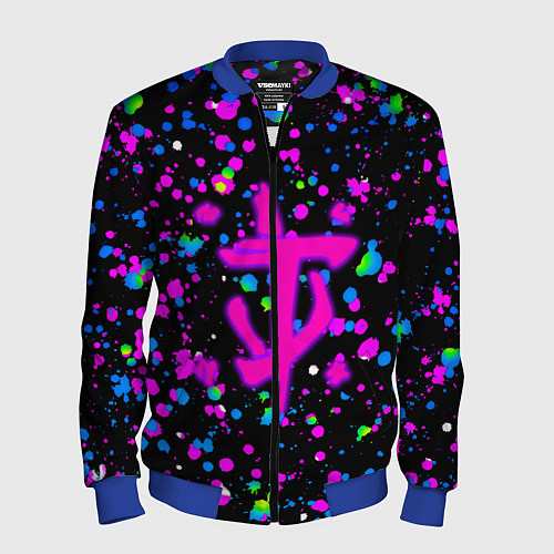 Мужской бомбер Doom цветные краски / 3D-Синий – фото 1