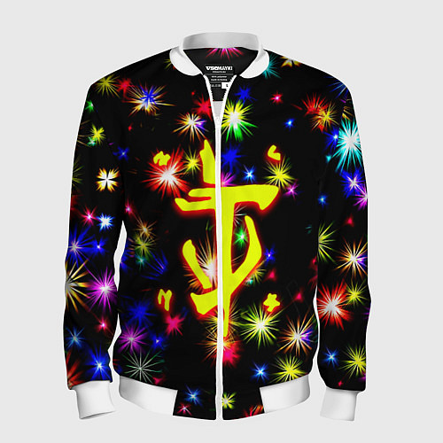 Мужской бомбер Doom новогодние искры / 3D-Белый – фото 1