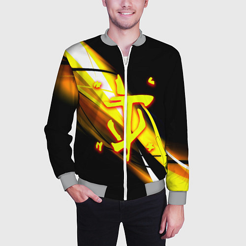 Мужской бомбер Doom геометрия из полос / 3D-Меланж – фото 3