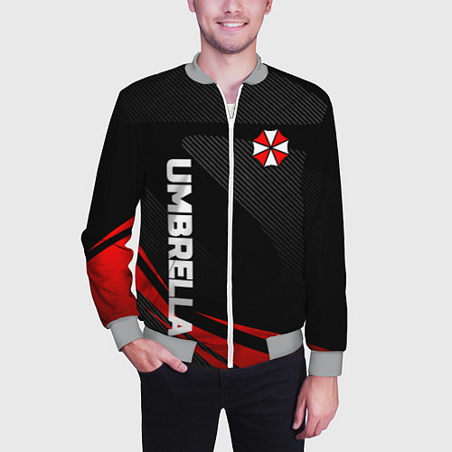 Мужской бомбер Umbrella - спорт / 3D-Меланж – фото 3