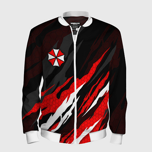 Мужской бомбер Umbrella - красное пламя / 3D-Белый – фото 1