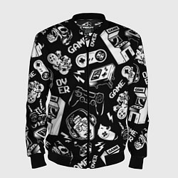 Бомбер мужской Retro gamer pattern, цвет: 3D-черный