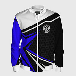 Бомбер мужской Герб России - синий, цвет: 3D-белый