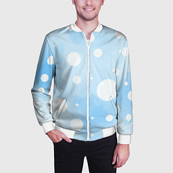Бомбер мужской Белые круги на голубом фоне, AI, цвет: 3D-белый — фото 2