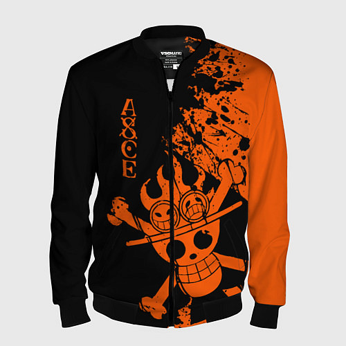 Мужской бомбер One Piece - Ace / 3D-Черный – фото 1