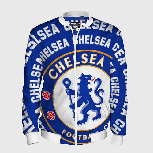 Мужской бомбер Челси надписи по кругу и логотип / 3D-Белый – фото 1