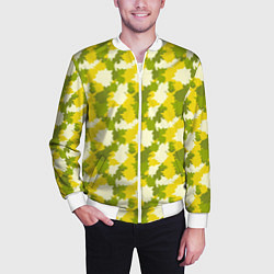 Бомбер мужской Яркий камуфляж желтые и зеленые пятна, цвет: 3D-белый — фото 2