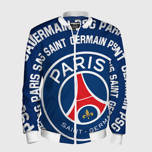 Мужской бомбер ПСЖ надписи по кругу / 3D-Белый – фото 1