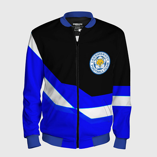 Мужской бомбер Лестер Сити спорт геометрия / 3D-Синий – фото 1