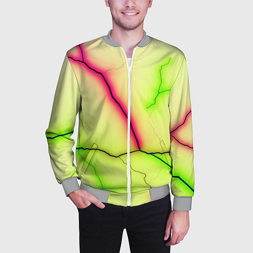 Мужской бомбер Multicolored lightning / 3D-Меланж – фото 3