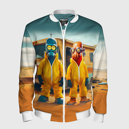 Мужской бомбер Zoidberg and Bender - Breaking bad soap opera / 3D-Белый – фото 1