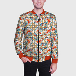 Бомбер мужской Орнамент с лошадью - символом Нового 2026 года, цвет: 3D-красный — фото 2