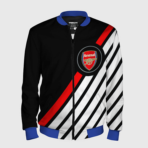 Мужской бомбер Арсенал геометрия полосы / 3D-Синий – фото 1