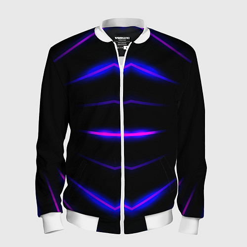 Мужской бомбер Color black neon / 3D-Белый – фото 1