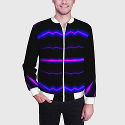 Бомбер мужской Color multicoloured neon stripes, цвет: 3D-белый — фото 2
