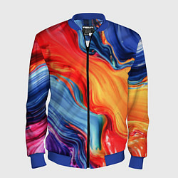 Мужской бомбер Красно-синие масляные краски смешение абстракция